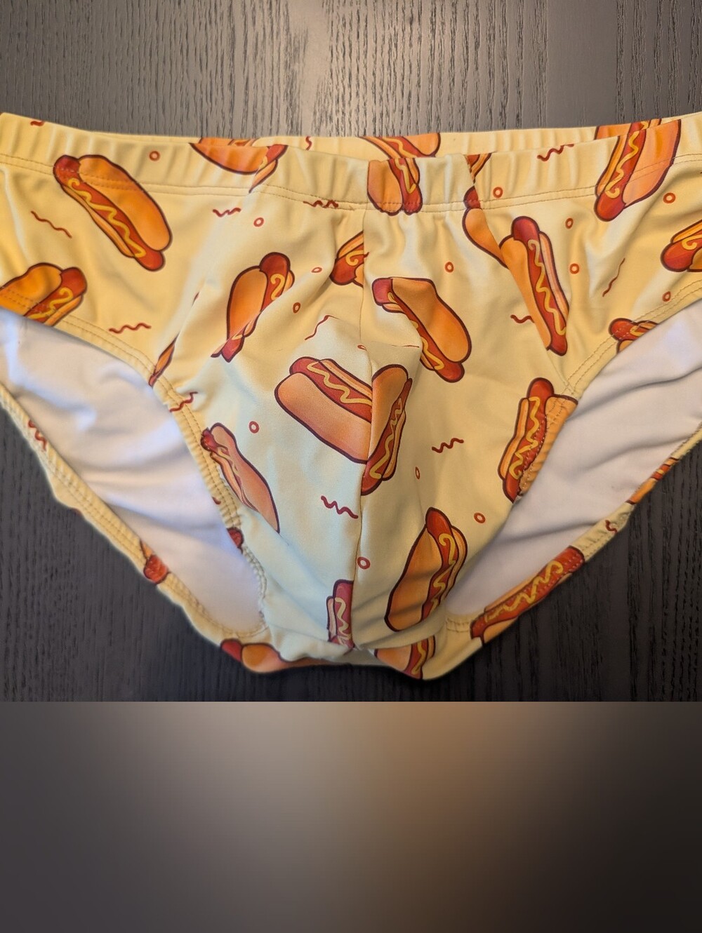 Mens Speedo Yellow Hot Dog Swimsuit LG.
